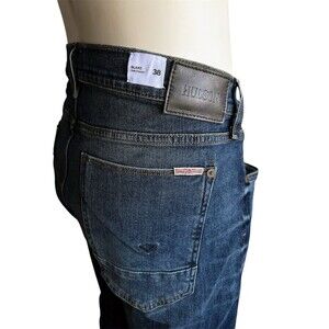 Hudson Jeans Blake Slim Straight Men's 38x35.5 Whiskers Denim Vintage Faded Look